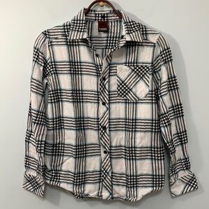 Hawk | White Black Plaid 100% Cotton Button down Collared Shirt